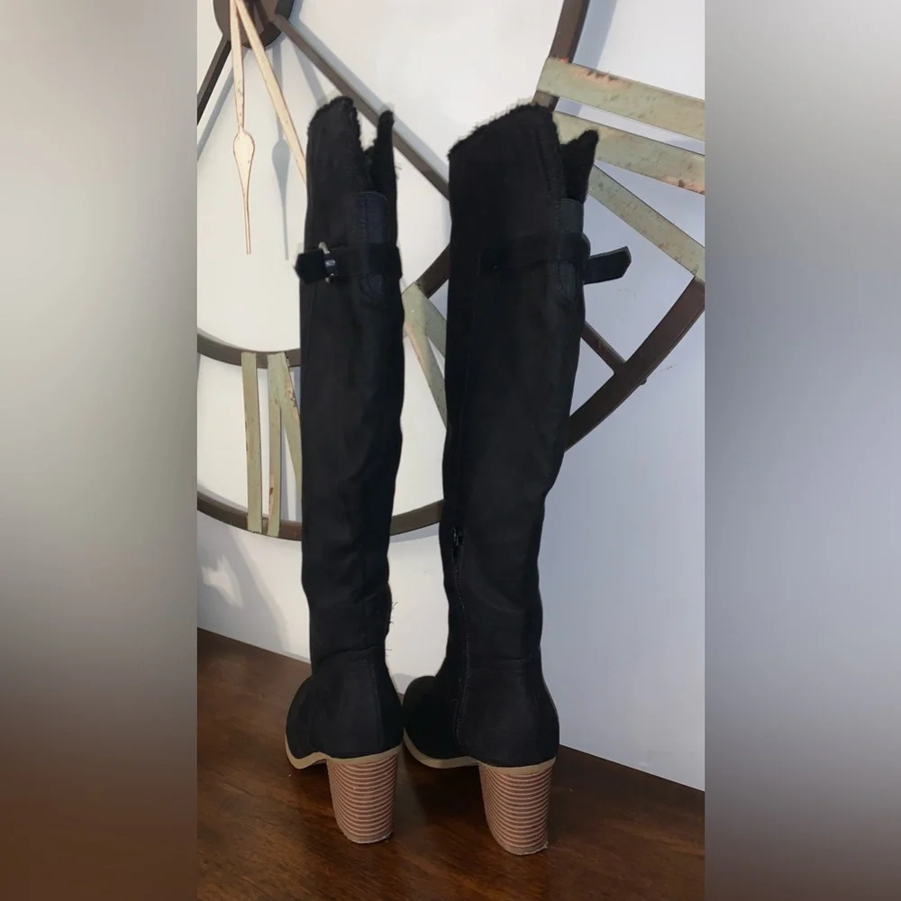 SUGAR OTK (Over the Knee) Slouchy Heeled Black Boots